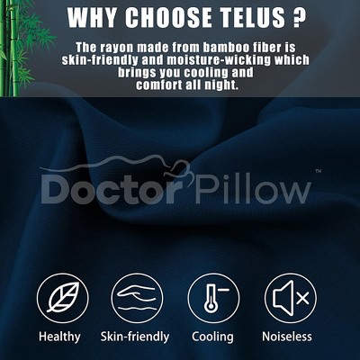 Navy Blue Bamboo Rayon Cooling Standard Pillowcases with Zipper Closure