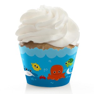 Big Dot of Happiness Under the Sea Critters - Baby Shower or Birthday Party Decorations - Party Cupcake Wrappers - Set of 12 - 1 of 4
