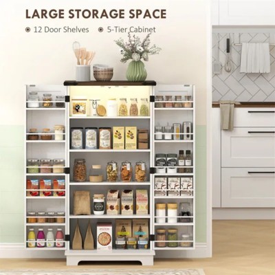 LunaLulinlk Kitchen storage cabinet with adjustable shelves for kitchen, living room or bathroom
