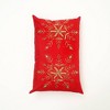 TopComfy Support Pillow Snowflake Beadwork and Christmas Embroidery Lumbar Pillow for Holiday Decor, Red, 24"*16"*2" - 3 of 4