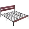 VECELO Queen/King Size Bed Frame with Wooden Headboard, Metal Bed Platform No Box Spring Needed with Heavy Duty Steel Slat, Brown - 4 of 4