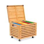 BirdRock Home Bamboo Rolling File Storage Organizer Box with Lid - Natural