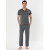 Lars Amadeus Men's Cotton Short Sleeves V Neck Top Bottoms Lounge Sleep Pajamas Sets - 2 of 4