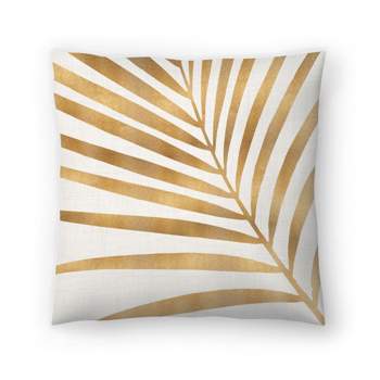 Americanflat Botanical Gold Palm Leaf By Modern Tropical Throw Pillow