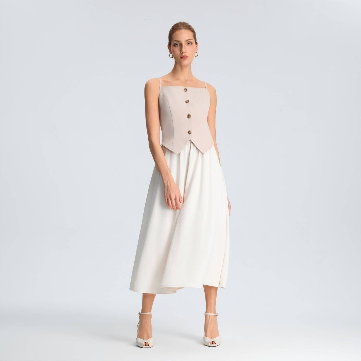 Women's Twofer Midi A-Line Dress - A New Day™ Driftwood Gray