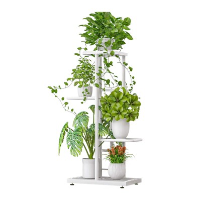 4 Tier Plant Stand, Tall Metal Shelf Holder for Indoor Outdoor, Corner Tiered Multiple Flower Plants Shelf Stand