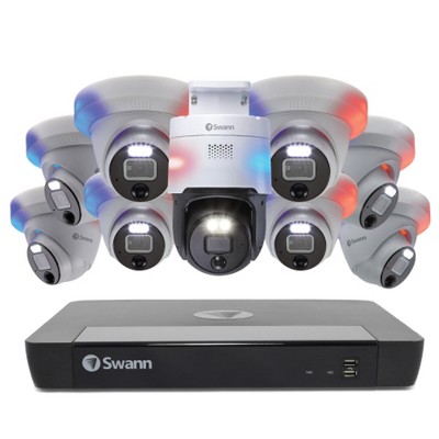 Swann NVR16-8580 / 2TB / 8 x NHD-1200DE 12MP Dome / 1 X NHD-900PT Pan Tilt Camera with SwannForce and PIR