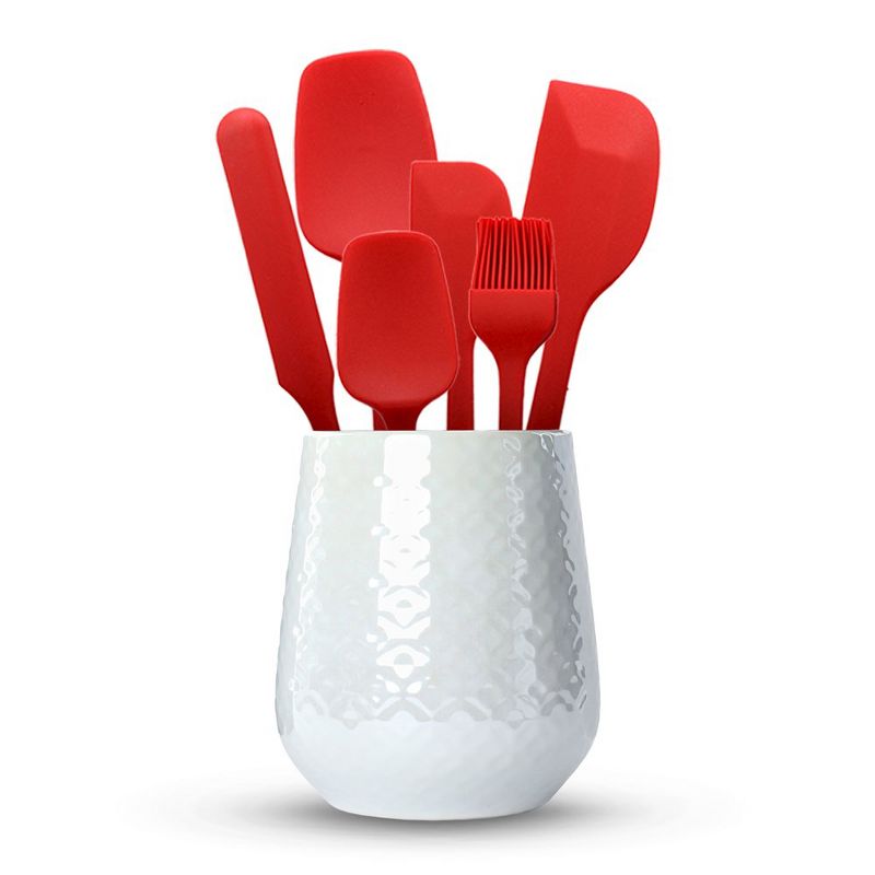 Cheer Collection Set of 6 Silicone Spatula for Nonstick Cookware (Red), 2 of 11