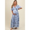 PinkBlush Light Blue Floral Deep V-Neck Maternity Maxi Dress - 2 of 4