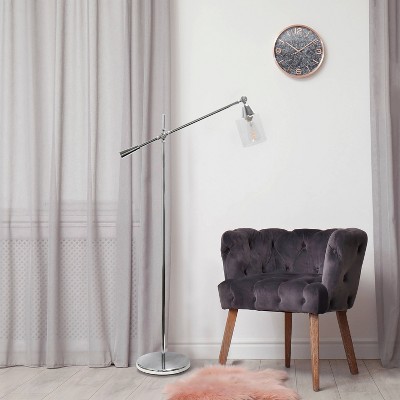 Edison-Inspired 55.5" Adjustable Chrome Floor Lamp with Clear Glass Shade