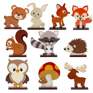 AuldHome Design Woodland Friends Cutouts w/ Stands; Wood Forest Animal Figures for Baby Shower/Nursery Decor - 1 of 4