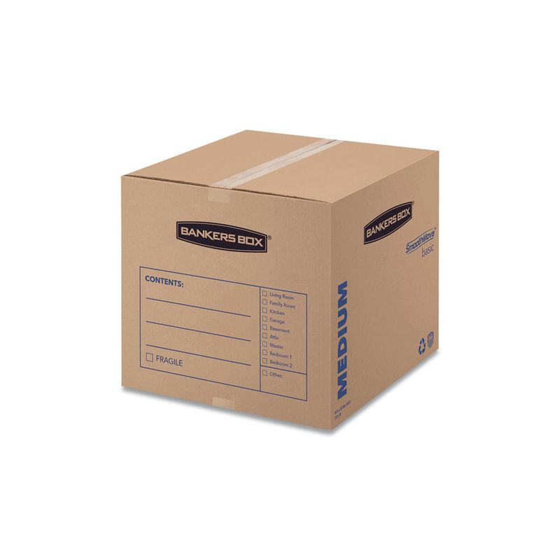 Bankers Box SmoothMove Basic Moving Boxes, Regular Slotted Container (RSC), Medium, 18" x 18" x 16", Brown/Blue, 20/Bundle, 1 of 6