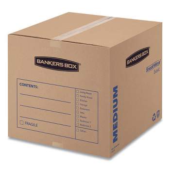 Bankers Box SmoothMove Basic Moving Boxes, Regular Slotted Container (RSC), Medium, 18" x 18" x 16", Brown/Blue, 20/Bundle