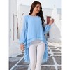 Seta T Women's Lantern Long Sleeve Round Neck High Low Irregular Hem Casual Blouse - 3 of 4
