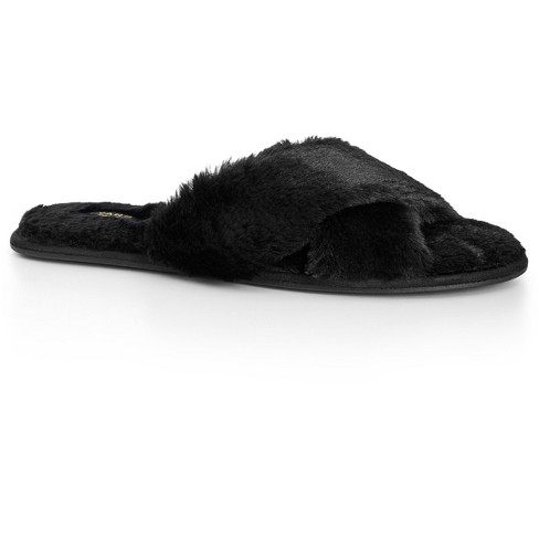 Wide fit hot sale fluffy slippers