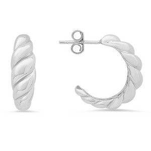 Sterling Silver Domed Wave Statement Hoop Earrings - 1 of 2