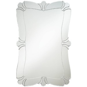 Possini Euro Design Fabrina Rectangular Vanity Decorative Wall Mirror Modern Beveled Edge Flower Glass Mirrored Frame 26" Wide for Bathroom Bedroom - 1 of 4