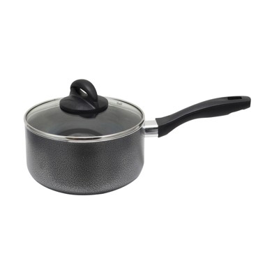 Oster Clairborne 1.5 Quart Aluminum Sauce Pan with Lid in Charcoal