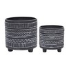 NAYSAYE Home Decor Geometric Look Ceramic Footed Planter Set for Indoor Living Room Display, Black, 8"*8"*8" - 2 of 4