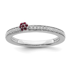 Black Bow Jewelry 14k White Gold, Created Ruby & 1/8 Ctw Diamond Stackable Ring - 1 of 4