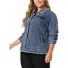 Agnes Orinda Women's Plus Size Classic Denim Frayed Washed Jean Jackets - image 2 of 4