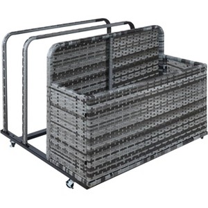 Outdoor Patio Wicker Pool Float Storage with Wheels, Waterproof PE Rattan Poolside Storage Basket Outdoor Rolling Pool Toy Organizer for Floaties, - 1 of 4