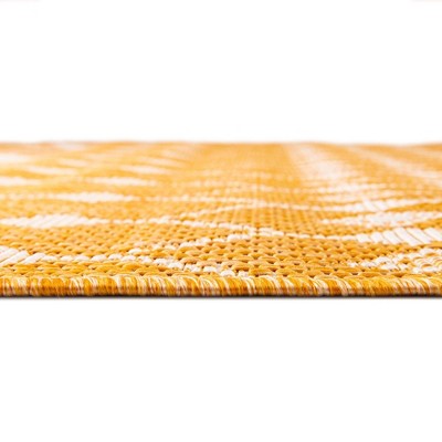 Yellow Synthetic Trellis Outdoor Rectangular 4' x 6' Rug