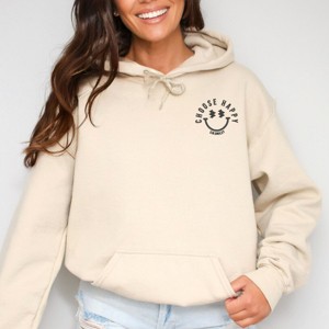 S.W.Smiley Embroidered Choose Happy Lightning Face - Women's Graphic Hoodie - 1 of 4