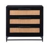 Powell Gordon Solid Wood and Natural Cane Black Metal Legs 3 Drawer Cabinet Black: Modern Farmhouse Style, Mango Surface - 3 of 4