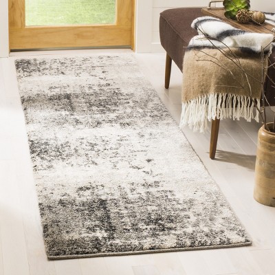 Gray Abstract Handmade Shag Area Rug 27" x 8"