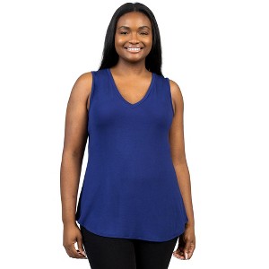 24seven Comfort Apparel V Neck Sleeveless Rounded Hemline Plus Size Top - 1 of 3