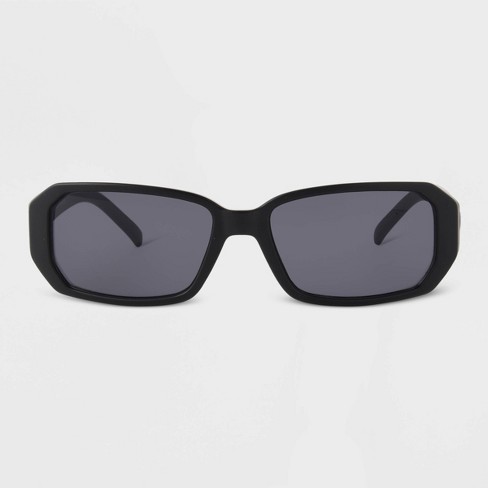 Men's Matte Plastic Rectangle Sunglasses with Smoke Lenses - Original Use™  Black