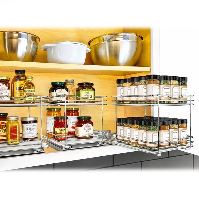 Lynk Professional Slide Out Vertical 8.25" Double Metal Spice Rack Silver: Pull Out Kitchen Storage Organizer, Chrome-Plated — фото 4
