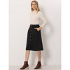 Allegra K Women's High Waist Solid Button Front A-Line Belted Corduroy Midi Skirt - 3 of 4