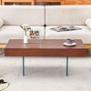 NicBex Natural Style Square MDF Coffee Table with Tempered Glass Legs,Density Board Sticker Center Table for Living Room - 2 of 4