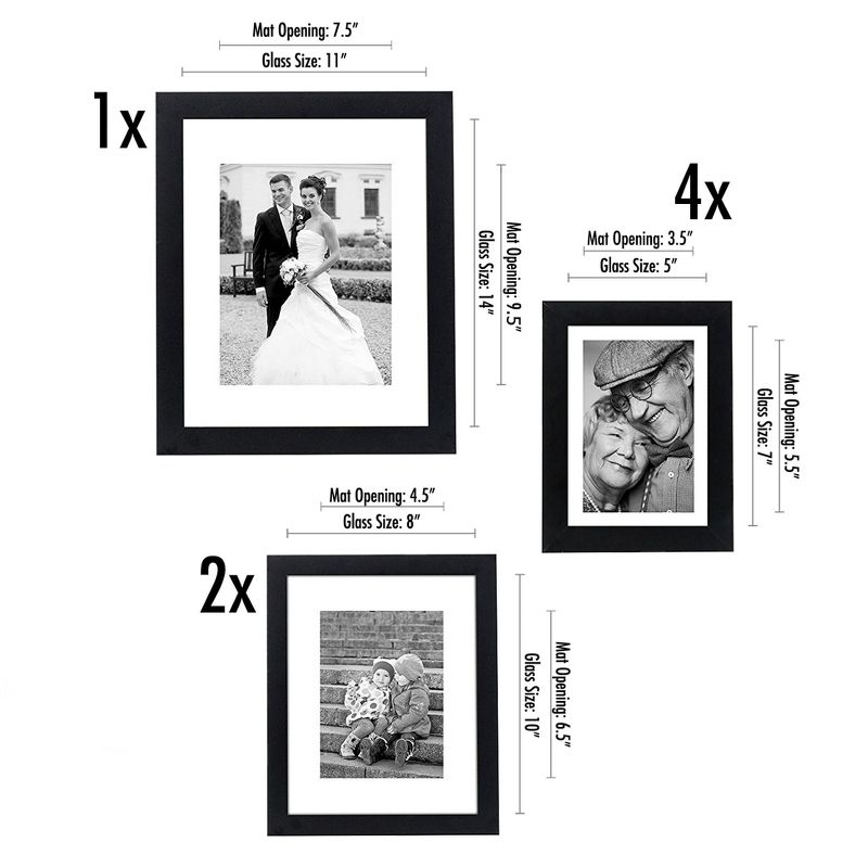 Americanflat Picture Frame Set of 7 Pieces with tempered shatter-resistant glass - Available in a variety of sizes and styles, 2 of 8