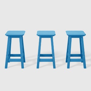 WestinTrends Malibu 24" All Weather Hdpe Outdoor Patio Square Backless Counter Stool (Set of 3) - 1 of 4