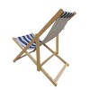 MOEPISY populus wood sling chair blue Stripe Broad blue Stripe (color: Dark blue) folding chaise lounge chair - 4 of 4
