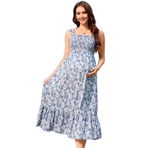 maternity maxi dress summer Anastasia Maternity Long Maxi Dress in Poppy floral print