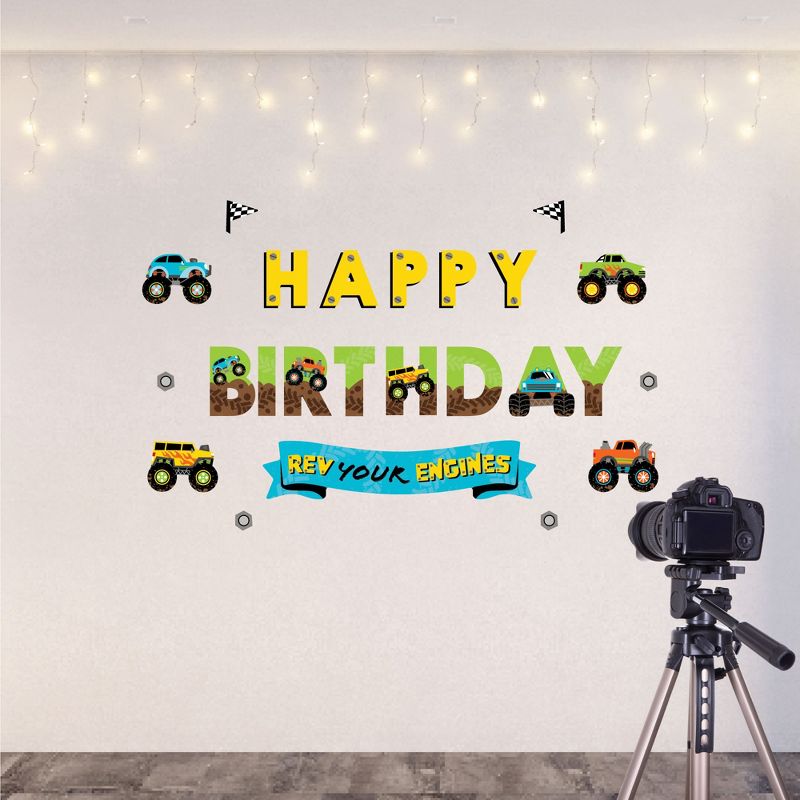 Big Dot of Happiness Smash and Crash - Monster Truck - Peel and Stick Boy Birthday Party Decoration - Wall Decals Backdrop, 5 of 8