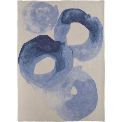 Anya Transitional Abstract Blue/Ivory Area Rug