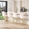 PexFix 2Pcs Bar Stools Velvet Counter Height Bar Stools with Metal Legs Button Tufted and Nailheads Trim Wing-Back Bar Chairs Beige - 3 of 4