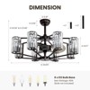 Ludomide 35" Crystal Chandelier Ceiling Fan, Vintage Flush Mounted Caged Fandelier for Bedroom, Dining Room, Living Room, Kitchen-Antique Bronze - 4 of 4