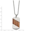 Black Bow Jewelry Men's Titanium, Stainless Steel & Rosewood Dog Tag Necklace, 22 Inch - 2 of 4