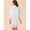 cheibear Women's Satin Lounge Boyfriend Style Button Down Sleepwear Dress - 3 of 4