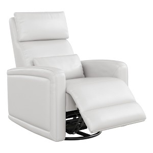 Manual Recliner Chair, Synthetic Leather Upholstery, 360° Swivel Base, Adjustable Backrest & Footrest, Concealed Lever Recline, Living Room Armchair - 1 of 4