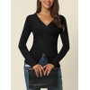 Seta T Women's V Neck Wrap Long Sleeve Criss Cross Casual Pullover Sweater - 2 of 4