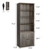 Acekool 71" Tall Farmhouse 6-Tier Bookshelf with Drawer, Wood & Metal Narrow Storage Organizer, Industrial Style Display Shelf - 2 of 4