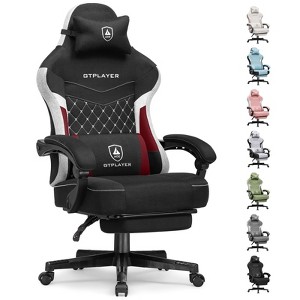 GTPLAYER Gaming Chair with Footrest, Premium Breathable Fabric, Waist Support, Linkage Armrest - 1 of 4