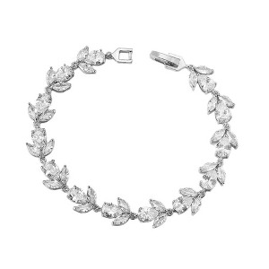 Hollywood Sensation Flower Blossom Cubic Zirconia Tennis Bracelets 7 Inches - 1 of 4